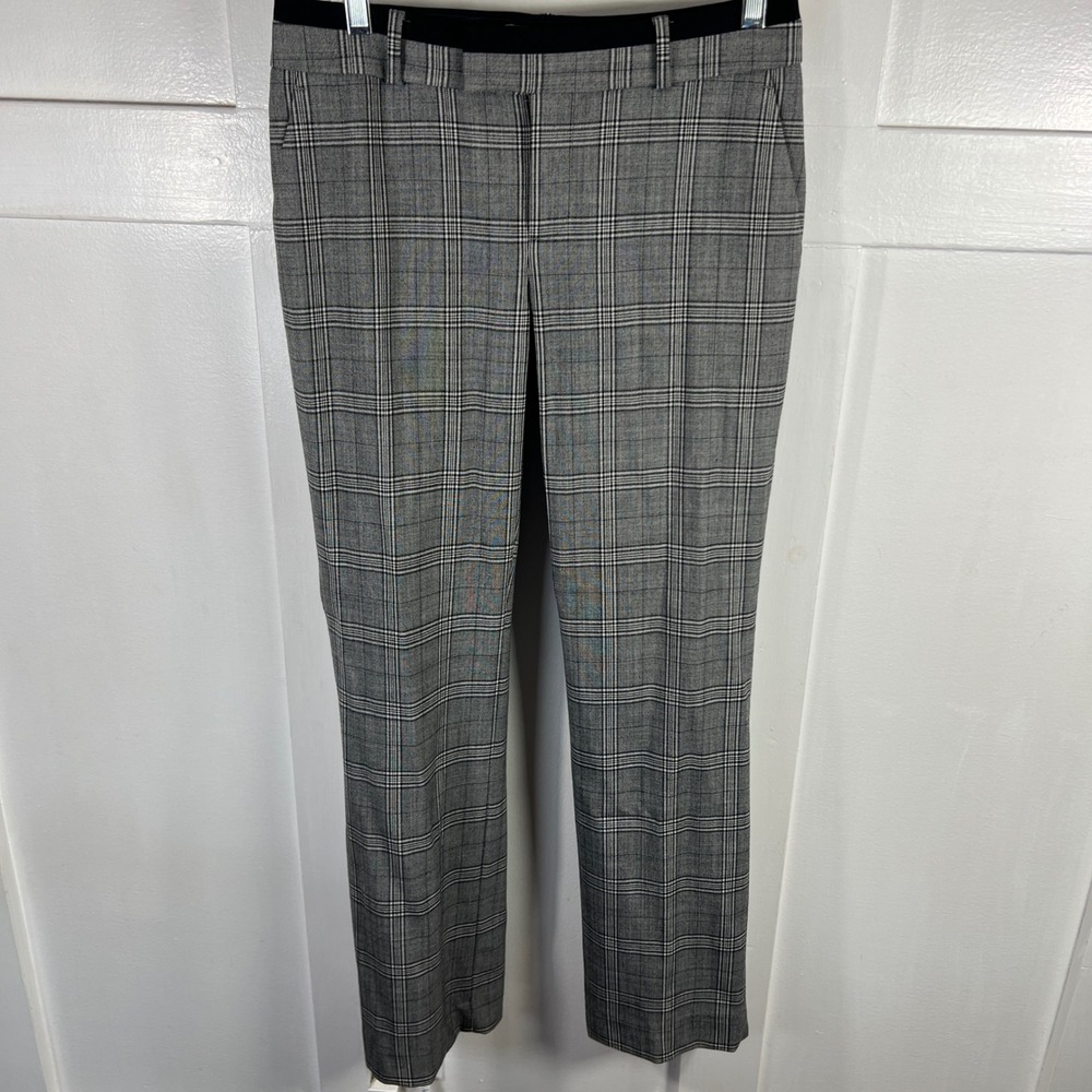 Banana Republic The Martin Fit Grey Glen Plaid Wool Blend Petite Dress Pants 2P